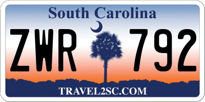 SC license plate ZWR792
