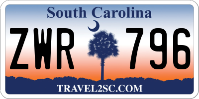 SC license plate ZWR796