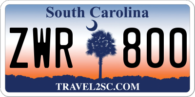 SC license plate ZWR800
