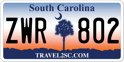 SC license plate ZWR802