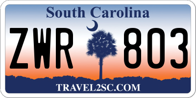 SC license plate ZWR803