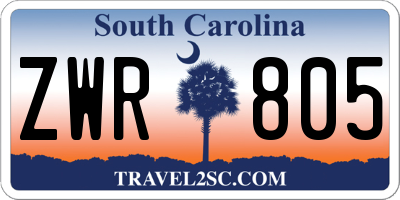 SC license plate ZWR805