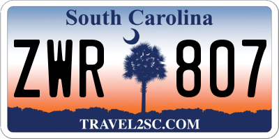 SC license plate ZWR807
