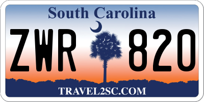 SC license plate ZWR820