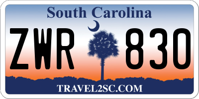 SC license plate ZWR830