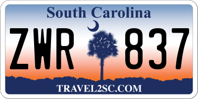 SC license plate ZWR837