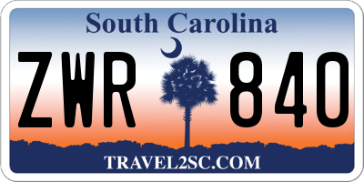 SC license plate ZWR840