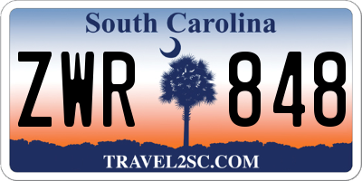 SC license plate ZWR848