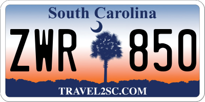 SC license plate ZWR850