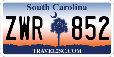 SC license plate ZWR852