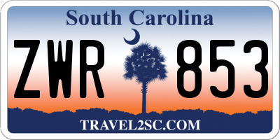 SC license plate ZWR853