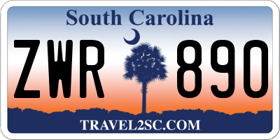 SC license plate ZWR890