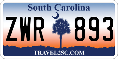 SC license plate ZWR893