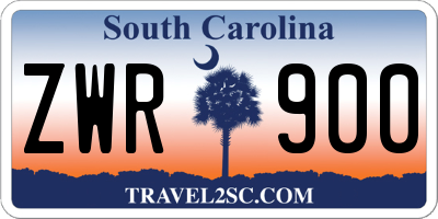 SC license plate ZWR900