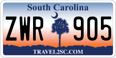 SC license plate ZWR905