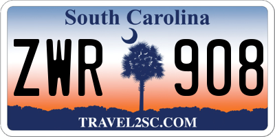 SC license plate ZWR908