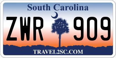 SC license plate ZWR909