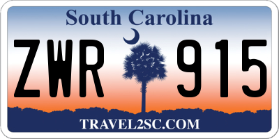 SC license plate ZWR915