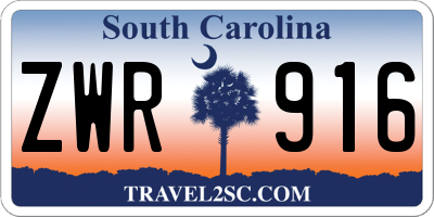 SC license plate ZWR916