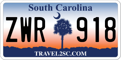 SC license plate ZWR918