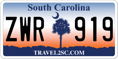 SC license plate ZWR919