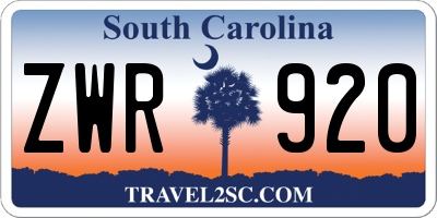 SC license plate ZWR920