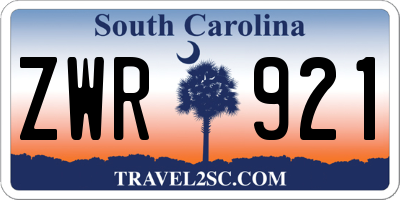 SC license plate ZWR921