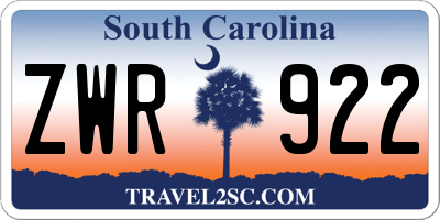 SC license plate ZWR922