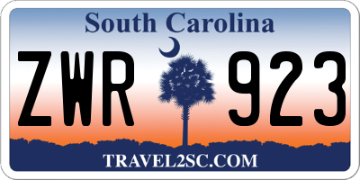 SC license plate ZWR923