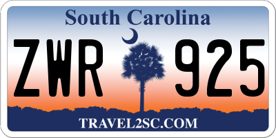 SC license plate ZWR925