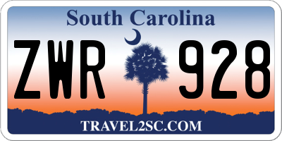 SC license plate ZWR928