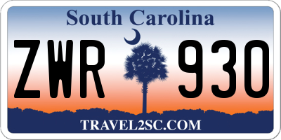 SC license plate ZWR930