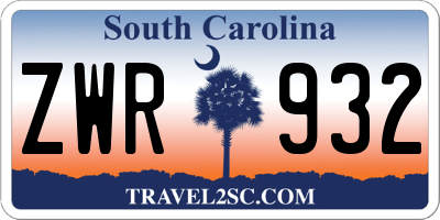 SC license plate ZWR932