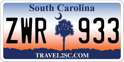 SC license plate ZWR933