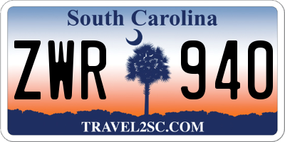 SC license plate ZWR940