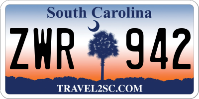 SC license plate ZWR942