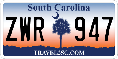 SC license plate ZWR947