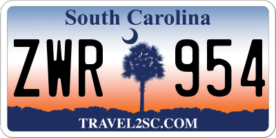 SC license plate ZWR954