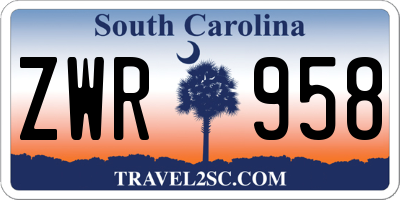 SC license plate ZWR958