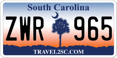 SC license plate ZWR965