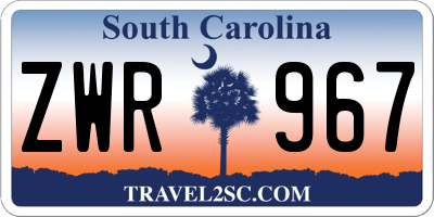 SC license plate ZWR967