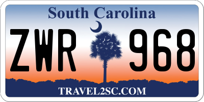SC license plate ZWR968