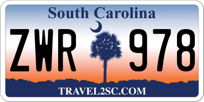 SC license plate ZWR978