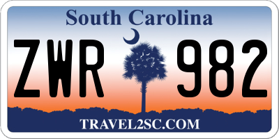 SC license plate ZWR982