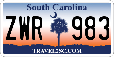 SC license plate ZWR983