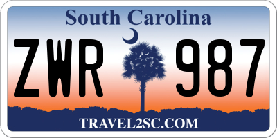 SC license plate ZWR987