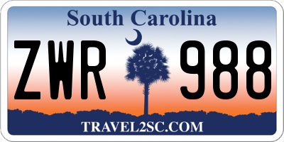 SC license plate ZWR988