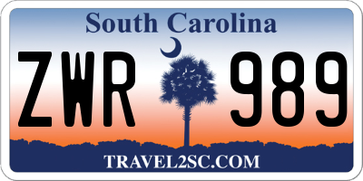 SC license plate ZWR989