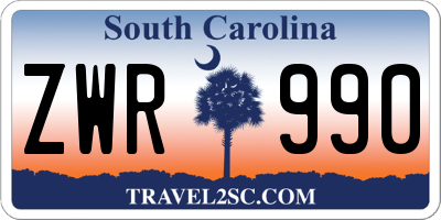 SC license plate ZWR990