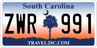 SC license plate ZWR991